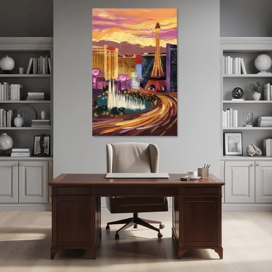 Las Vegas Skyline at Sunset - Canvas Wall Art - Office - 40x60