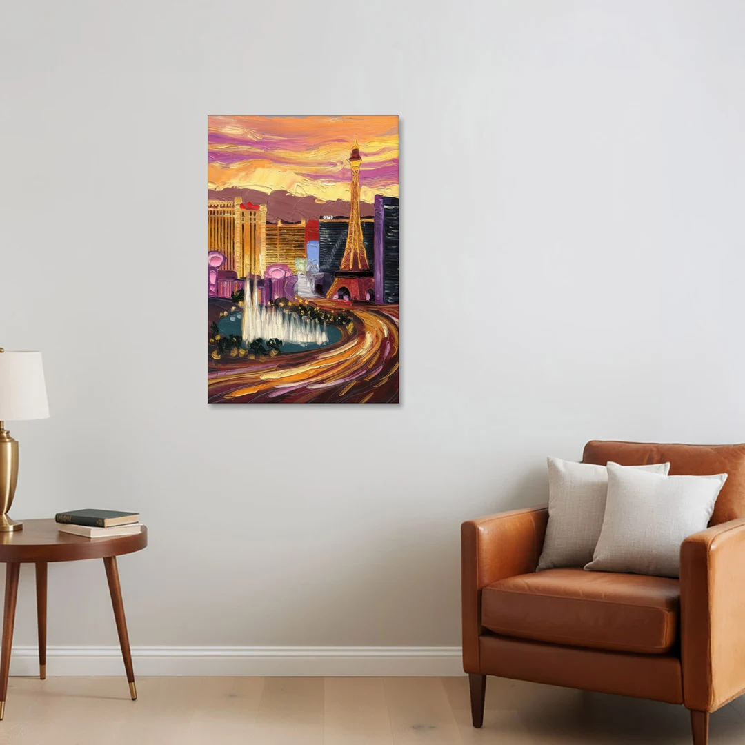 Las Vegas Skyline at Sunset - Canvas Wall Art - Sofa - 24x36