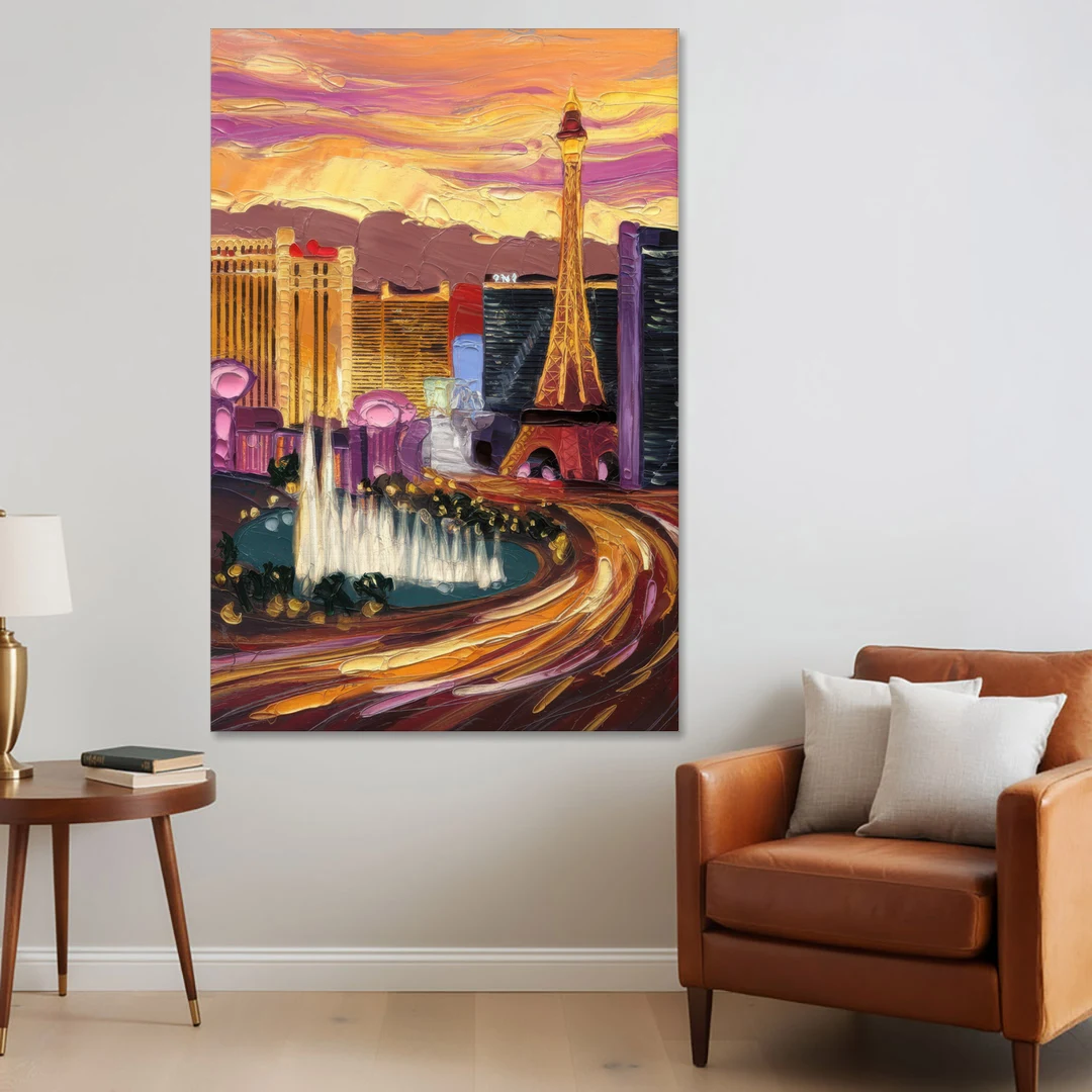 Las Vegas Skyline at Sunset - Canvas Wall Art - Sofa - 40x60