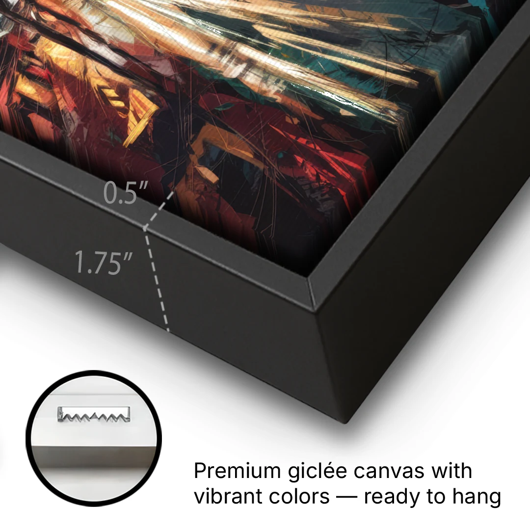 Las Vegas Strip Lights - Black Framed Canvas Wall Art - Gallery Wrap Corner