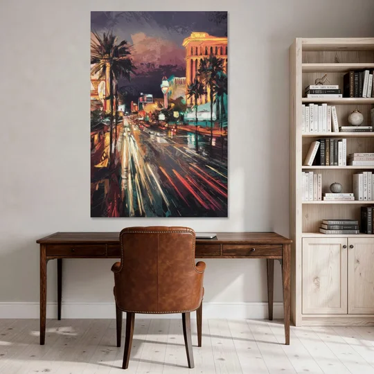 Las Vegas Strip Lights - Canvas Wall Art - Office - 40x60