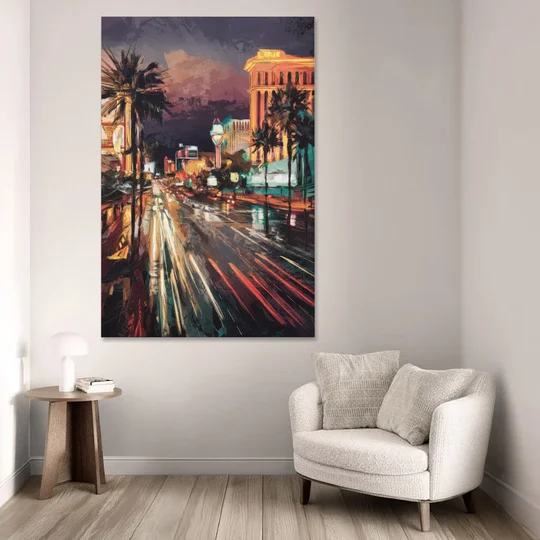 Las Vegas Strip Lights - Canvas Wall Art - Sofa - 40x60