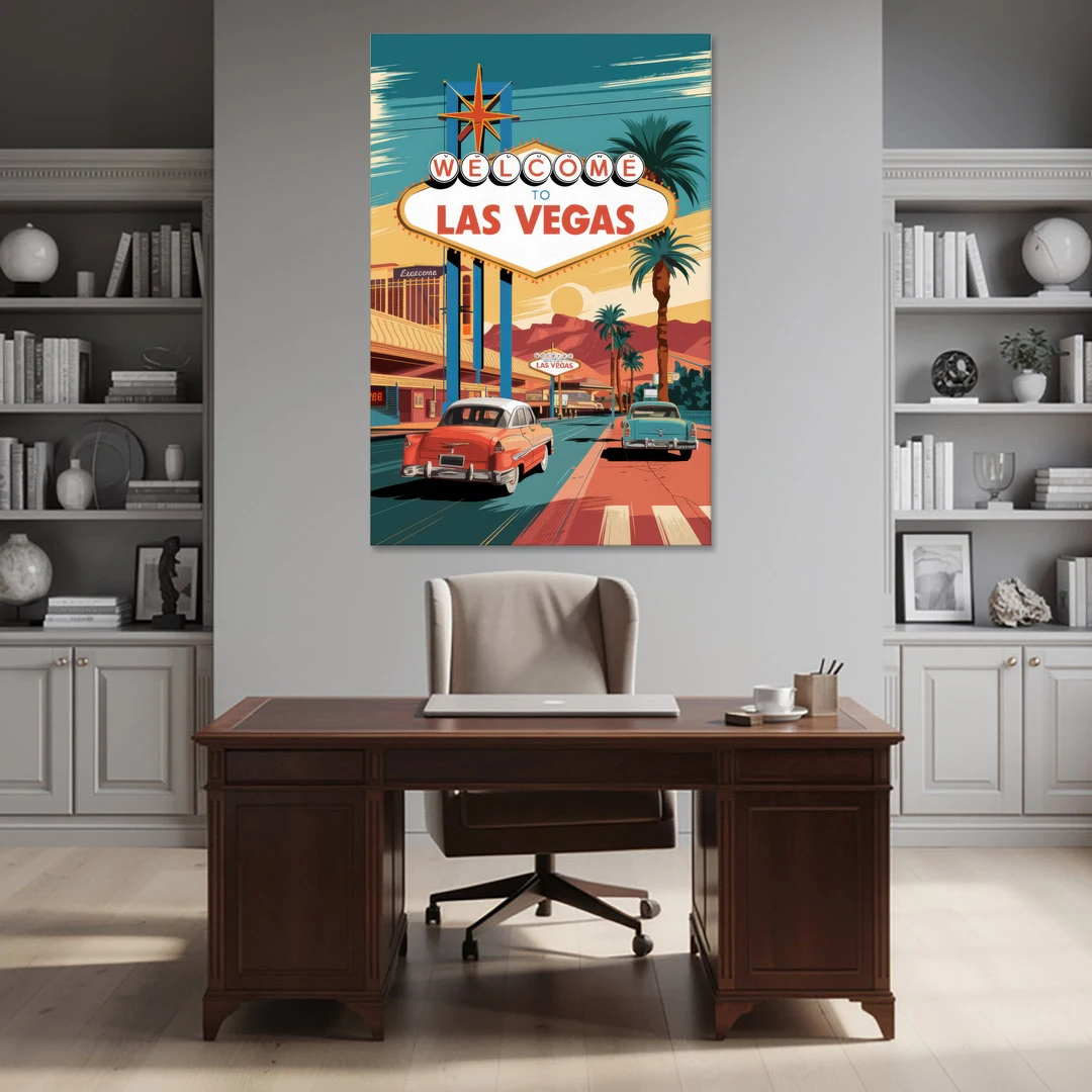 Las Vegas Vintage Vibes - Canvas Wall Art - Office - 40x60