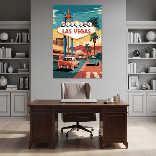 Las Vegas Vintage Vibes - Canvas Wall Art - Office - 40x60