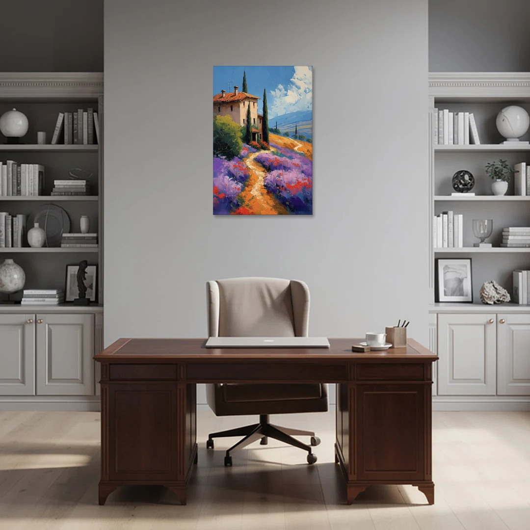 Lavender Painting of a Tuscan Farm Path - Canvas Wall Art - Office - 24x36