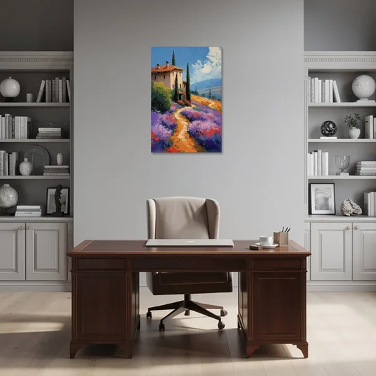 Lavender Painting of a Tuscan Farm Path - Canvas Wall Art - Office - 24x36