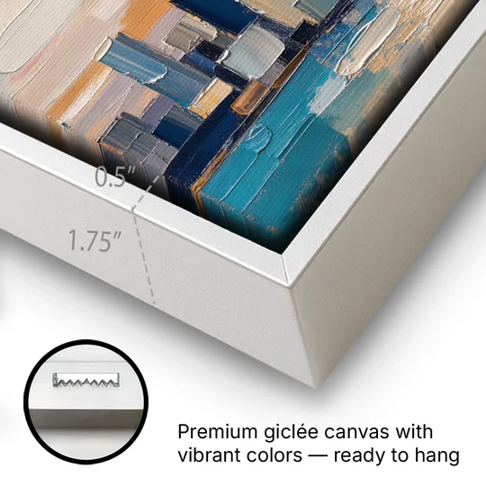 Law Office Wall Art of a Dawn Skyline - White Framed Canvas Wall Art - Gallery Wrap Corner
