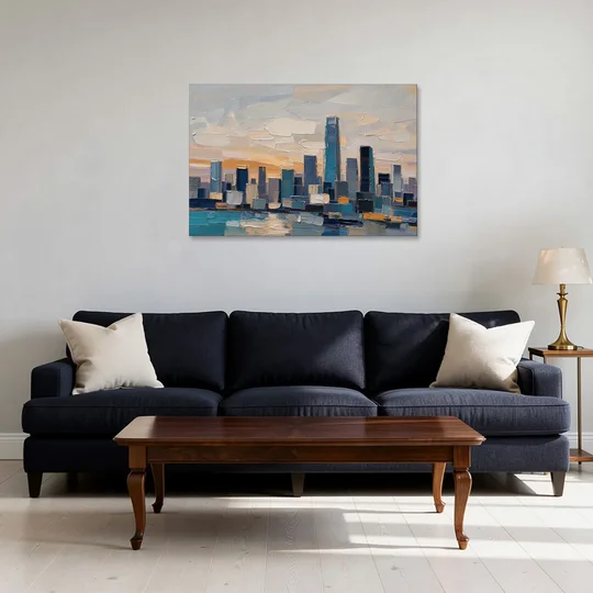 Law Office Wall Art of a Dawn Skyline - Canvas Wall Art - Sofa - 36x24