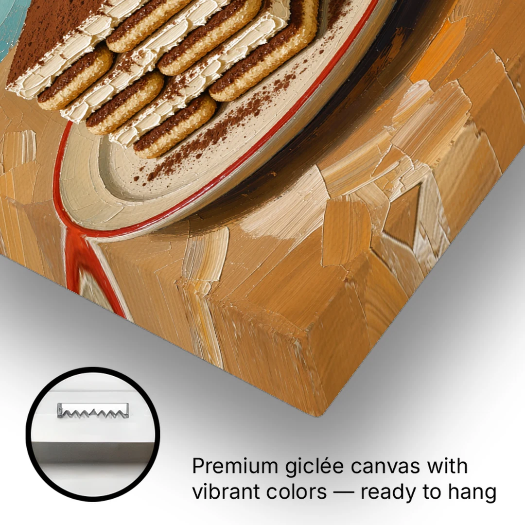 Layered Tiramisu Slice with Espresso Cup - Canvas Wall Art - Gallery Wrap Corner
