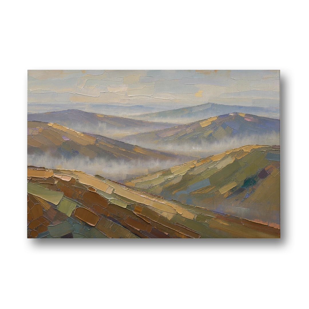 Layered Valley Ridges in Morning Haze - Canvas Wall Art - Front