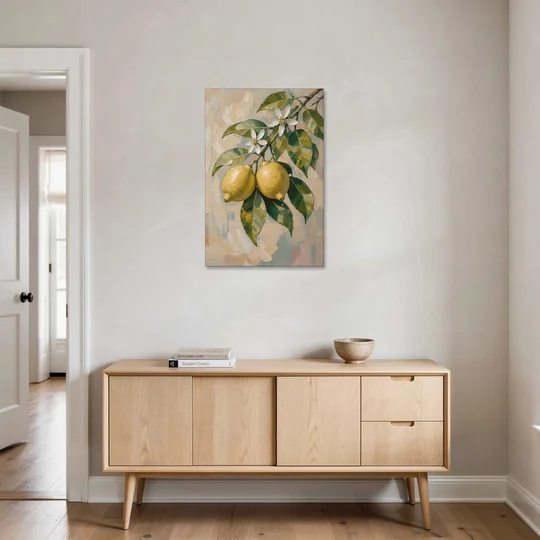 Lemon Branch Painting With White Blossoms - Canvas Wall Art - Coffee Table - 24x36