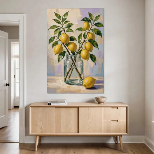 Lemon Branches in a Glass Jar for the Kitchen - Canvas Wall Art - Coffee Table - 40x60