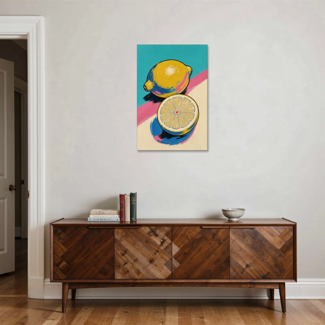 Lemon Kitchen Decor with Whole and Halved Lemons - Canvas Wall Art - Coffee Table - 24x36