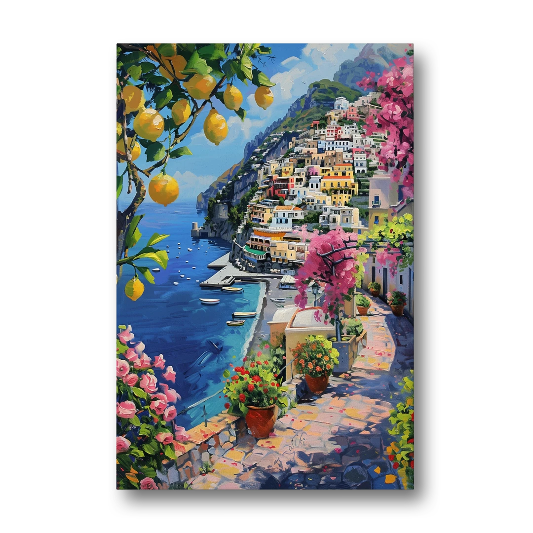 Lemon Tree Painting Above Positano - Canvas Wall Art - Front