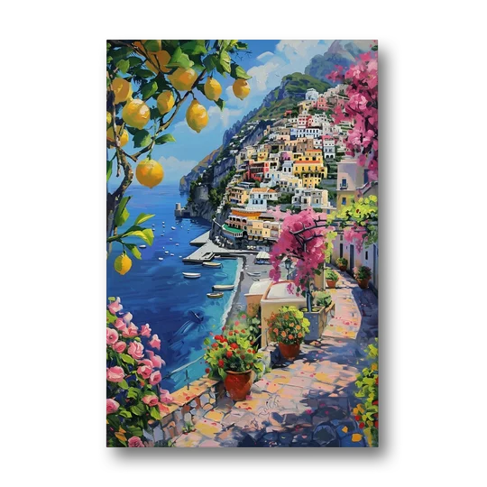 Lemon Tree Painting Above Positano - Canvas Wall Art - Front