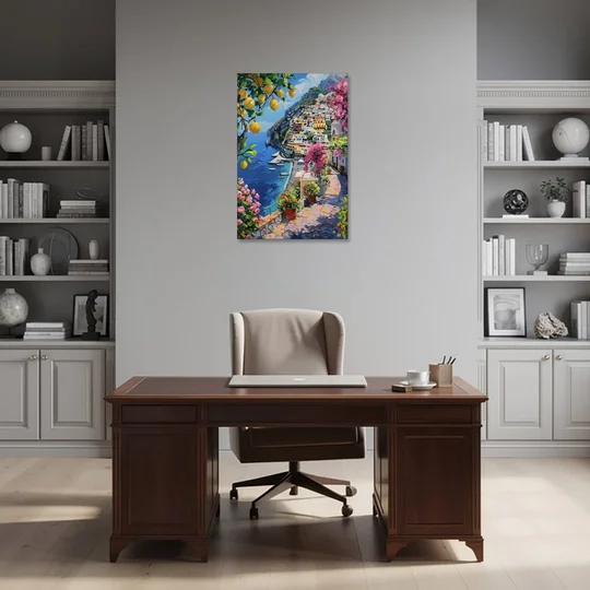 Lemon Tree Painting Above Positano - Canvas Wall Art - Office - 24x36