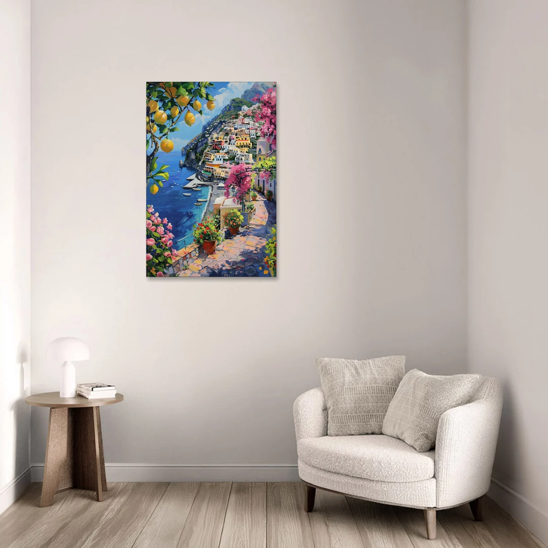 Lemon Tree Painting Above Positano - Canvas Wall Art - Sofa - 24x36