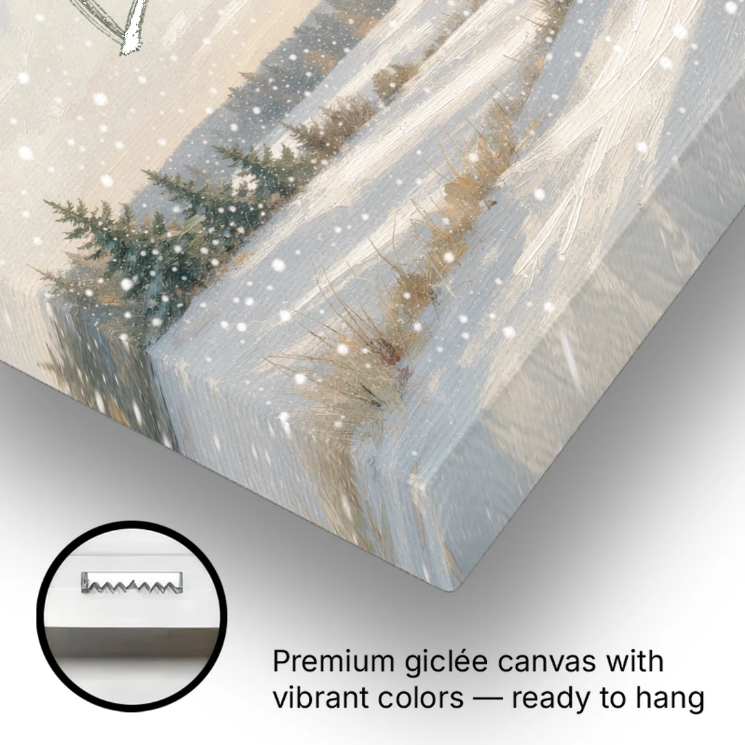 Let It Snow Over a Quiet Winter Farm - Canvas Wall Art - Gallery Wrap Corner