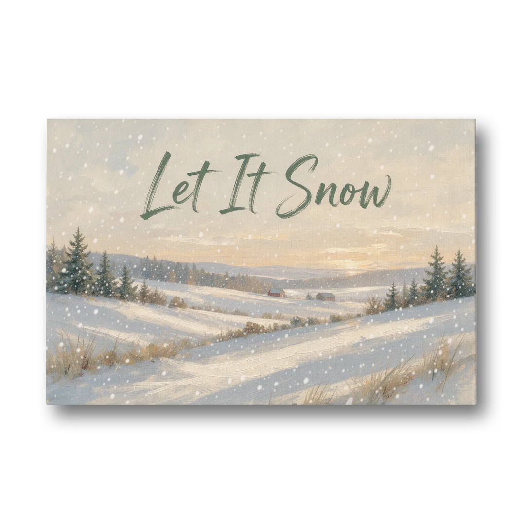 Let It Snow Over a Quiet Winter Farm - Canvas Wall Art - Front