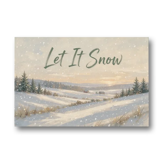 Let It Snow Over a Quiet Winter Farm - Canvas Wall Art - Front