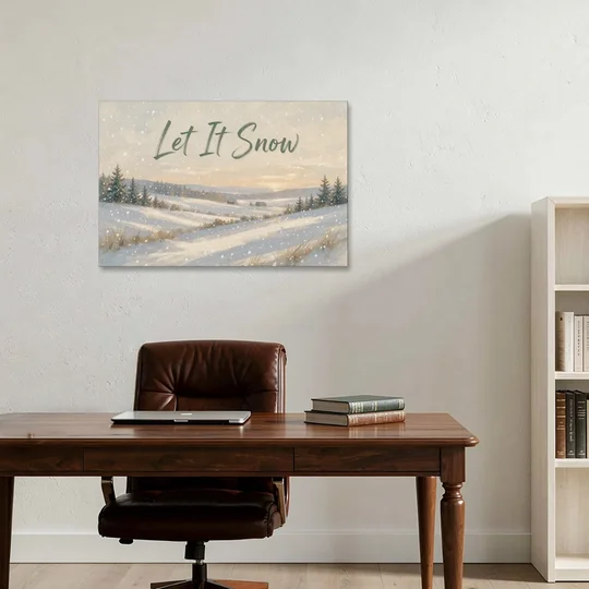 Let It Snow Over a Quiet Winter Farm - Canvas Wall Art - Office - 36x24