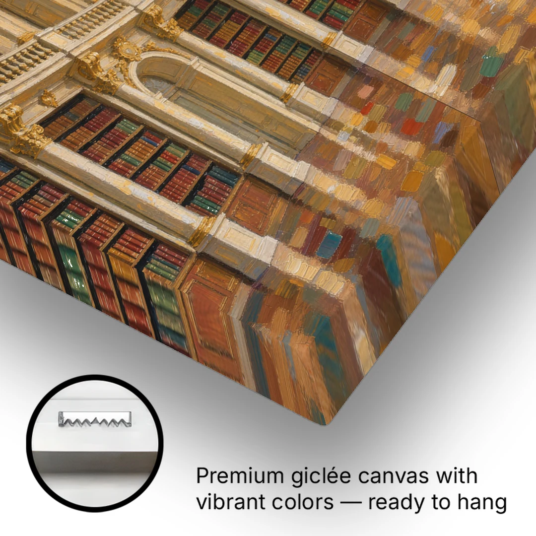 Library Art Prints of a Baroque Gilded Hall - Canvas Wall Art - Gallery Wrap Corner