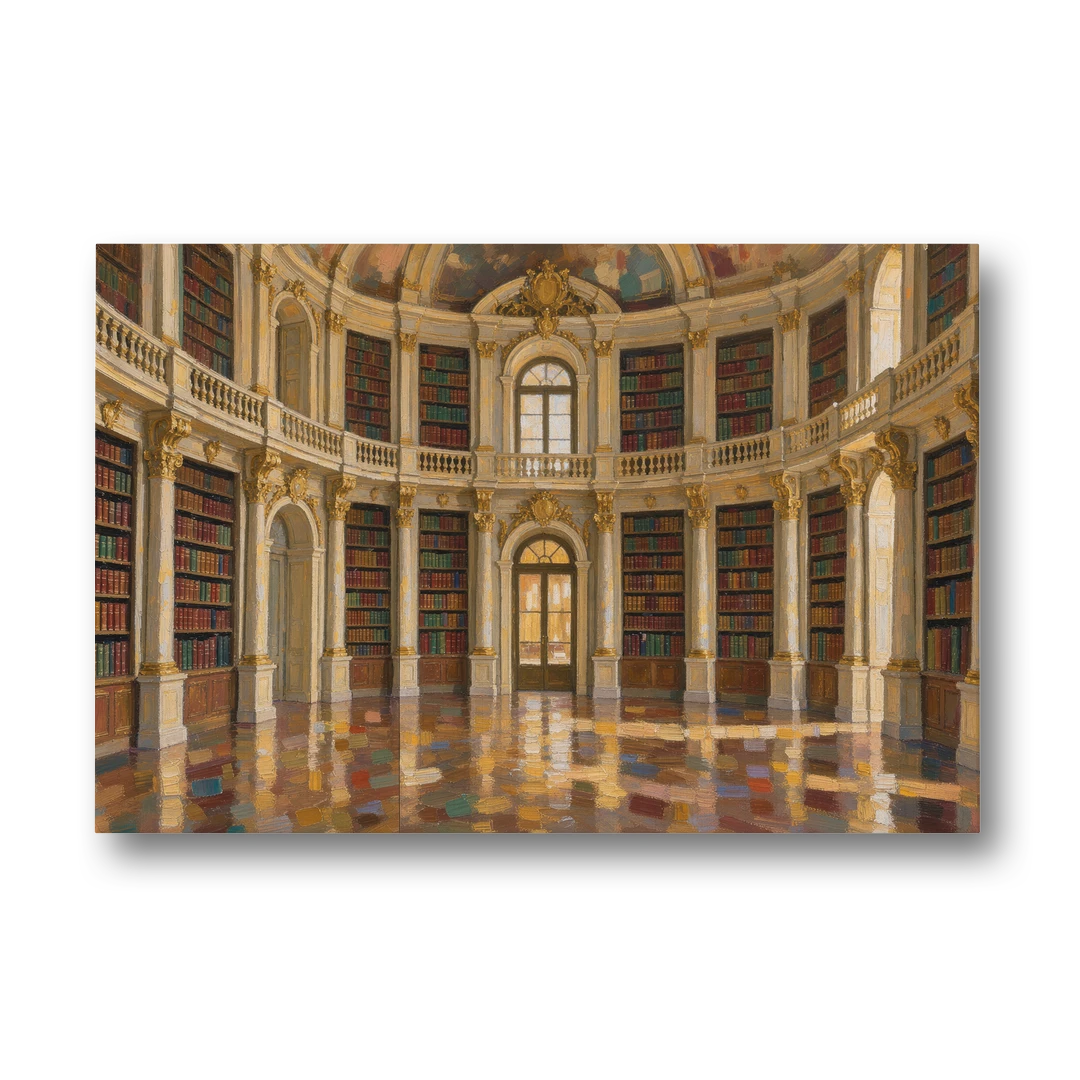Library Art Prints of a Baroque Gilded Hall - Canvas Wall Art - Front
