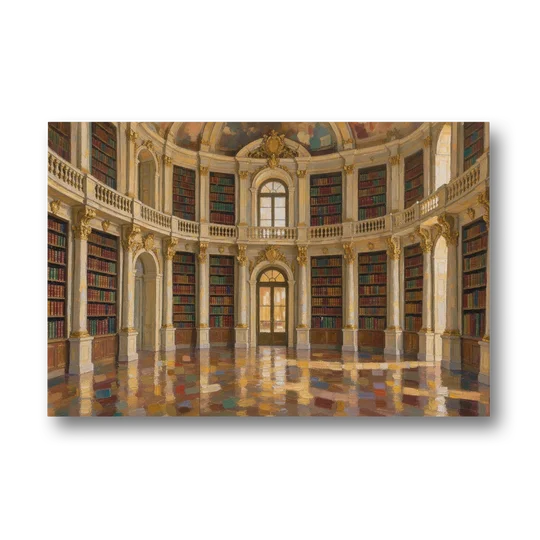 Library Art Prints of a Baroque Gilded Hall - Canvas Wall Art - Front