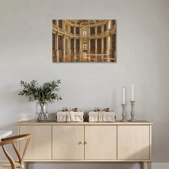 Library Art Prints of a Baroque Gilded Hall - Canvas Wall Art - Coffee Table - 36x24