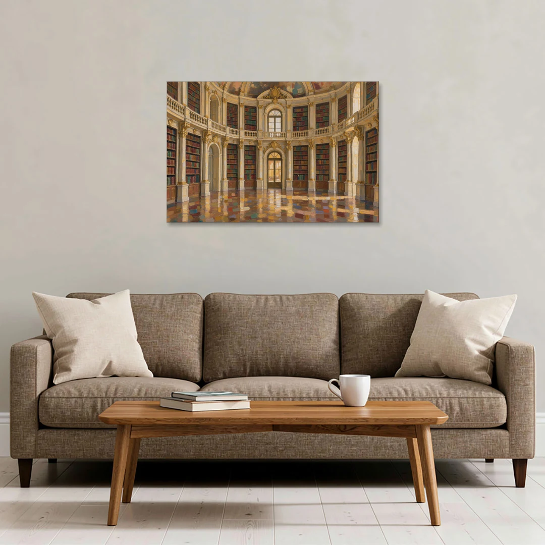 Library Art Prints of a Baroque Gilded Hall - Canvas Wall Art - Sofa - 36x24