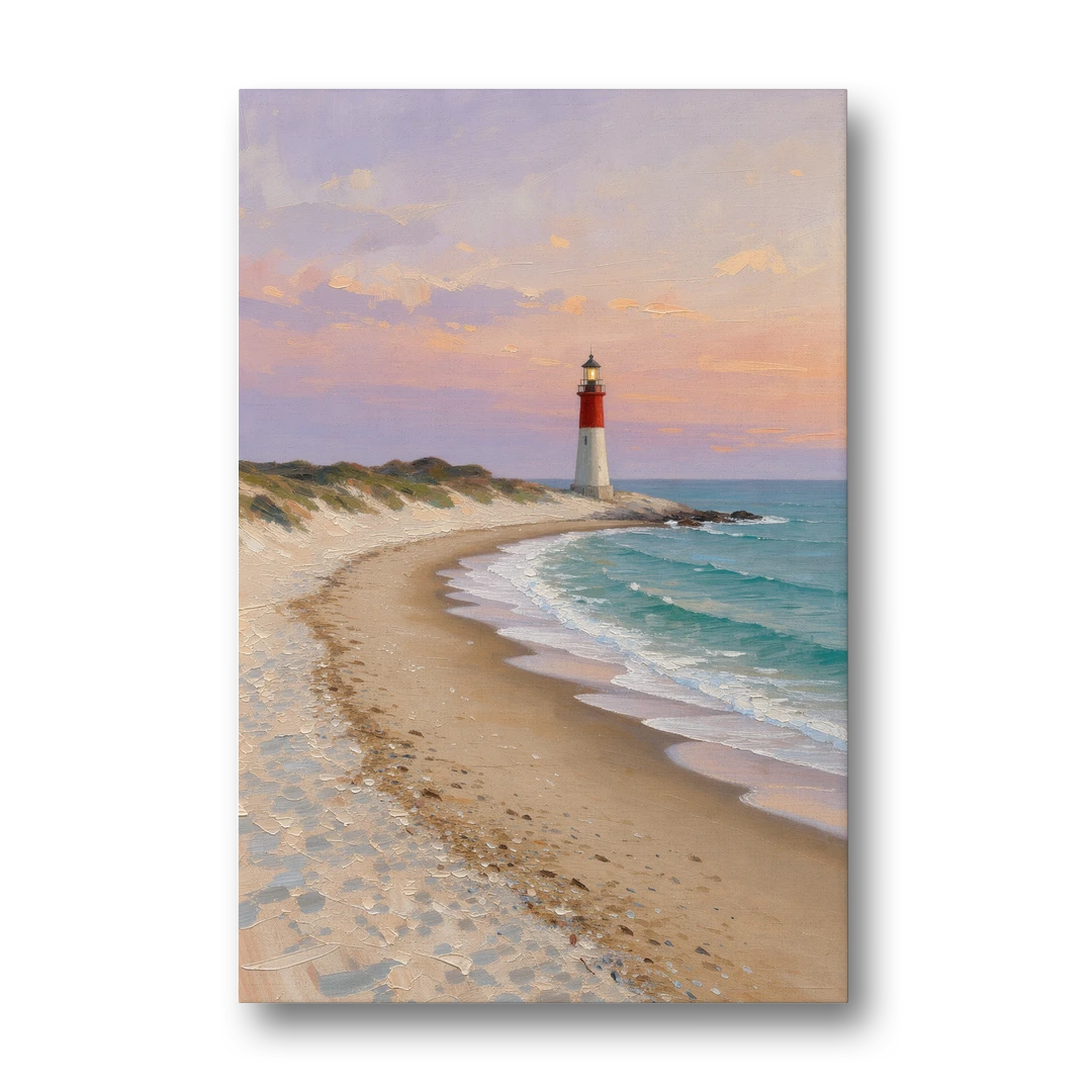 Lighthouse Painting on Canvas at Twilight - Canvas Wall Art - Front