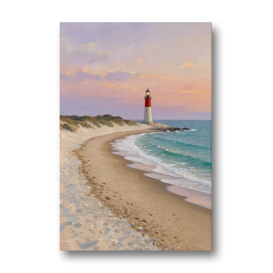 Lighthouse Painting on Canvas at Twilight - Canvas Wall Art - Front