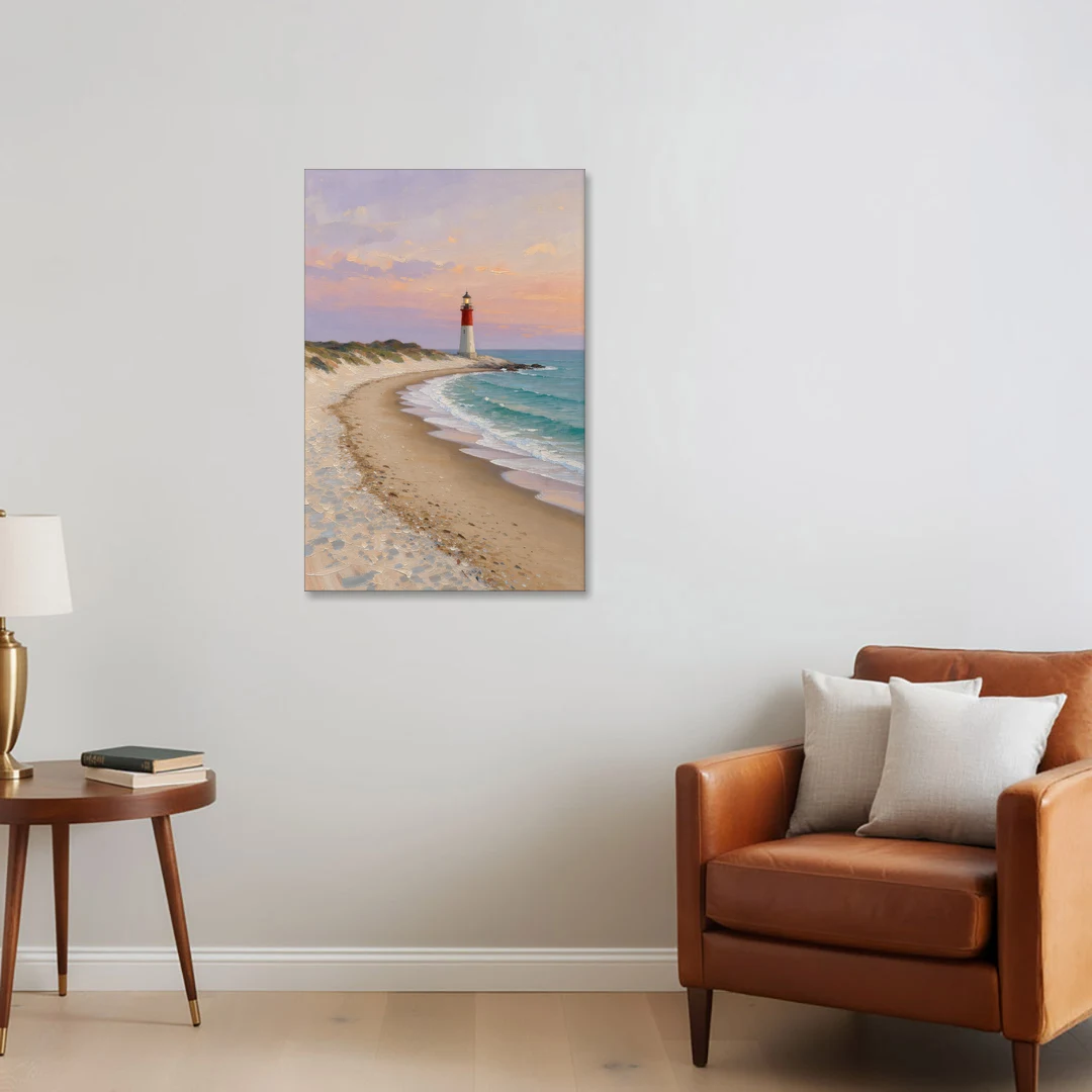 Lighthouse Painting on Canvas at Twilight - Canvas Wall Art - Sofa - 24x36