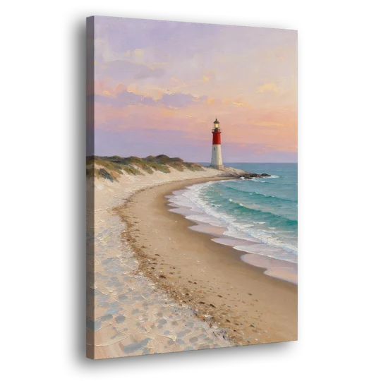 Lighthouse Painting on Canvas at Twilight - Canvas Wall Art - Side