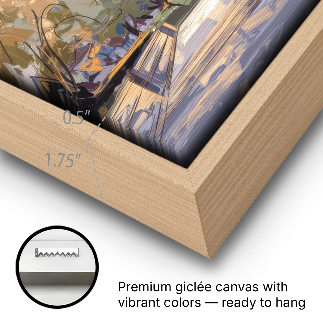 Lincoln Capitol Building - Oak Framed Canvas Wall Art - Gallery Wrap Corner