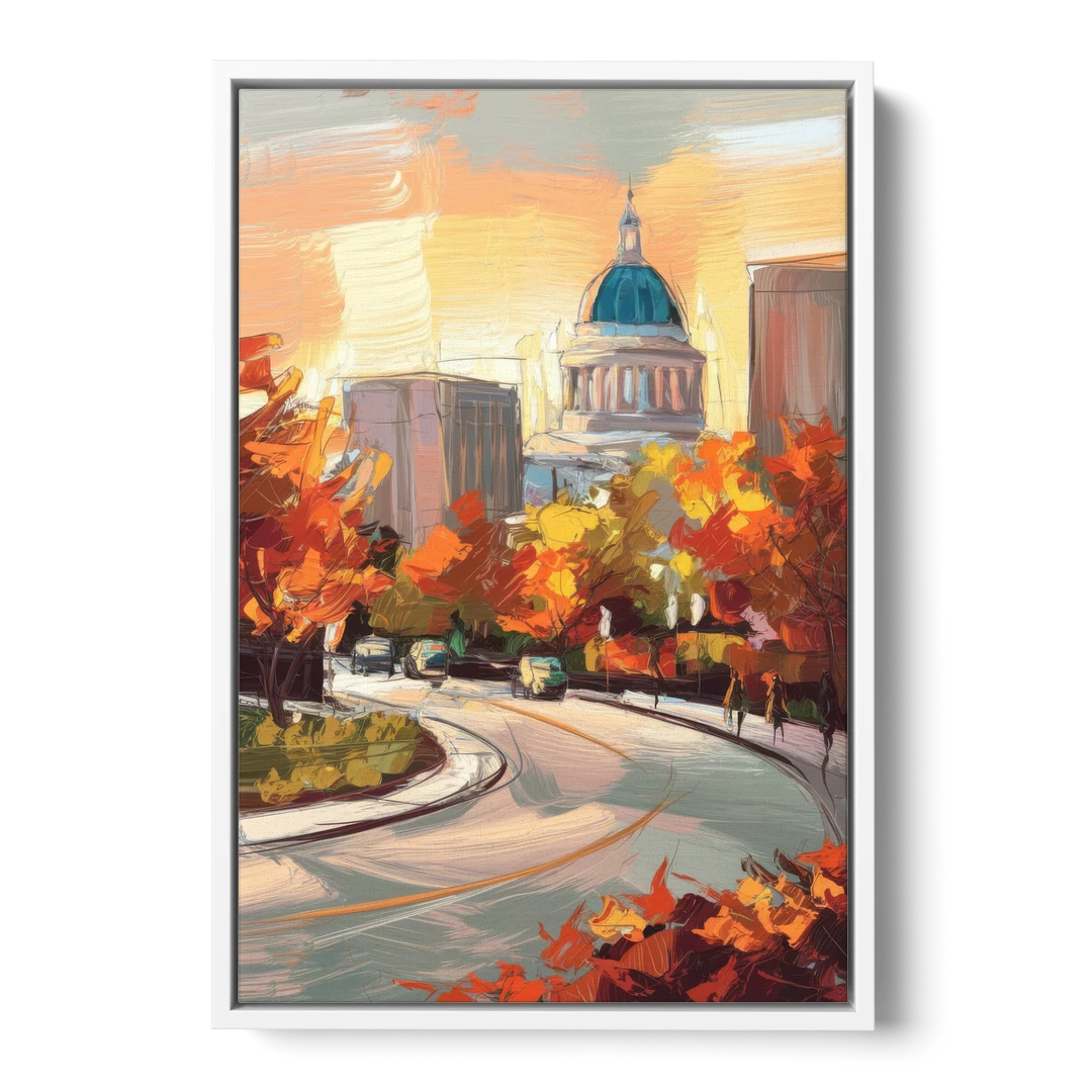 Lincoln Scenic Views - White Framed Canvas Wall Art - Front