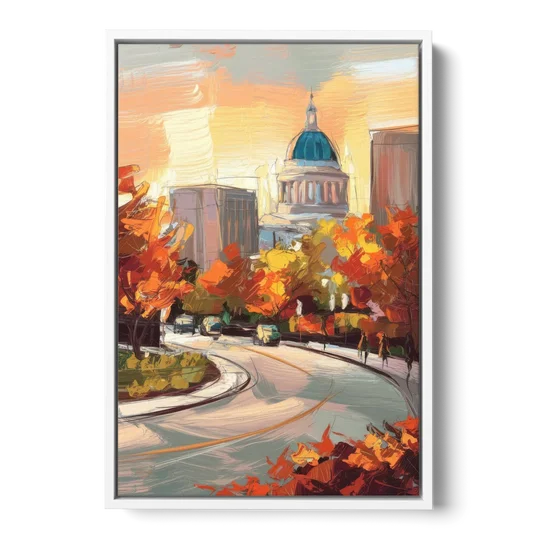 Lincoln Scenic Views - White Framed Canvas Wall Art - Front