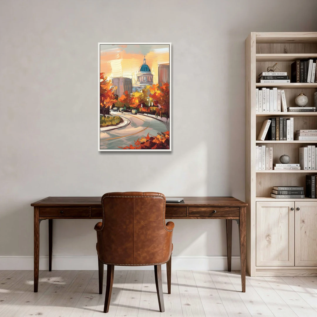 Lincoln Scenic Views - White Framed Canvas Wall Art - Office - 24x36