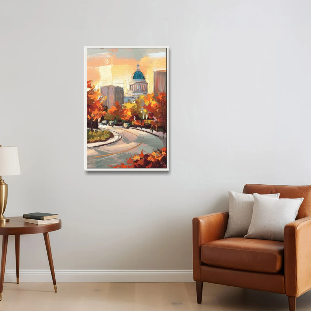 Lincoln Scenic Views - White Framed Canvas Wall Art - Sofa - 24x36