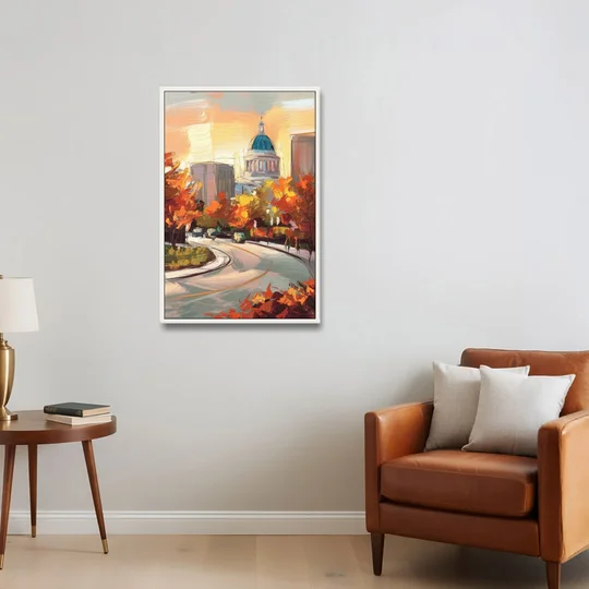 Lincoln Scenic Views - White Framed Canvas Wall Art - Sofa - 24x36