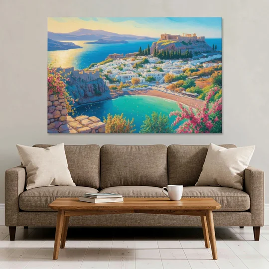 Lindos Views - Canvas Wall Art - Sofa - 60x40