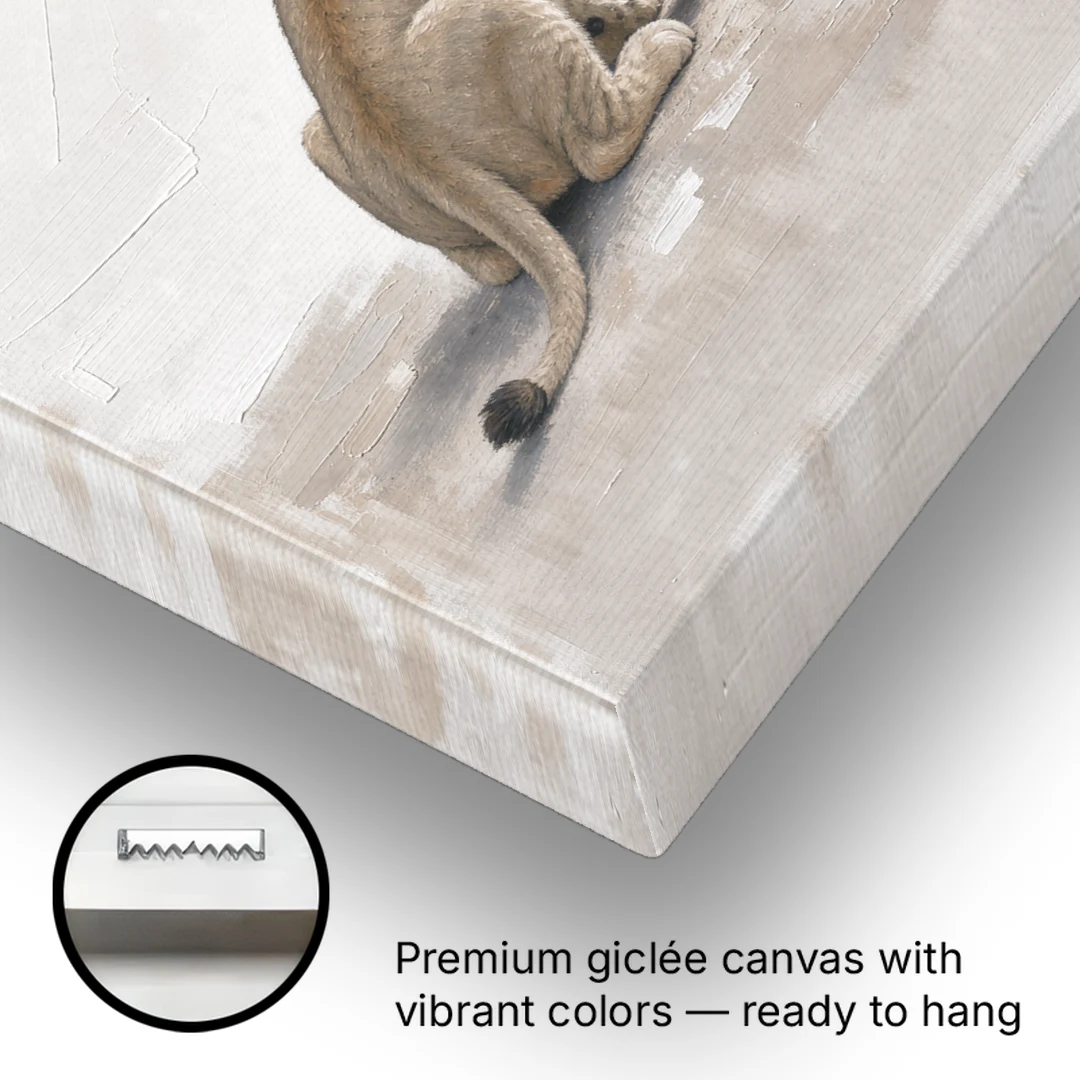 Lion Cub Gazing at a Low Pale Sun - Canvas Wall Art - Gallery Wrap Corner