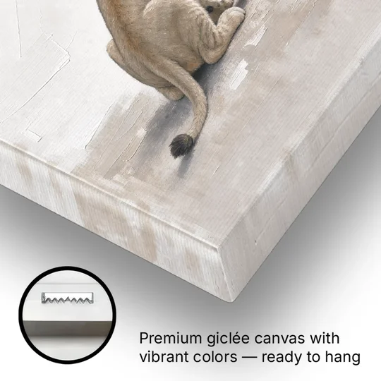 Lion Cub Gazing at a Low Pale Sun - Canvas Wall Art - Gallery Wrap Corner