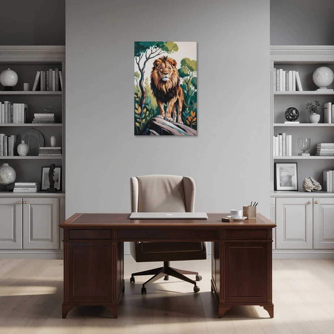 Lion in Harmony - Canvas Wall Art - Office - 24x36