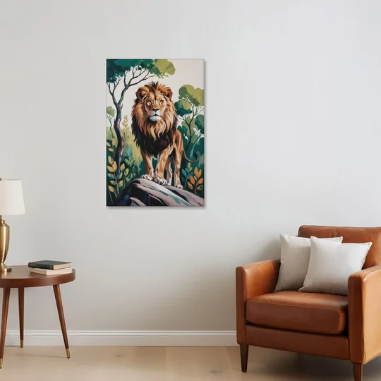 Lion in Harmony - Canvas Wall Art - Sofa - 24x36