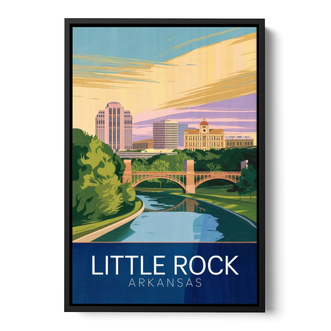 Little Rock Historic Landmarks - Black Framed Canvas Wall Art - Front