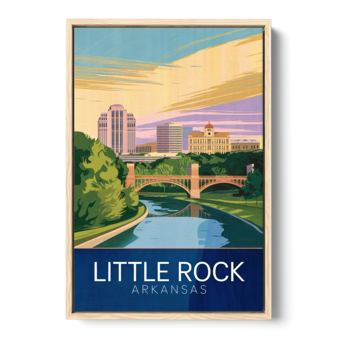 Little Rock Historic Landmarks - Oak Framed Canvas Wall Art - Front
