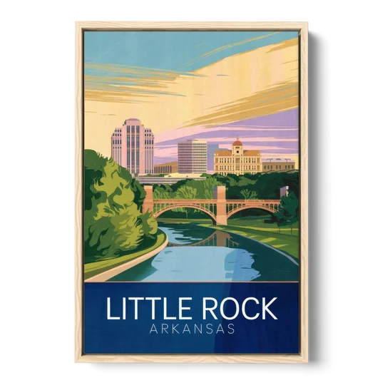Little Rock Historic Landmarks - Oak Framed Canvas Wall Art - Front