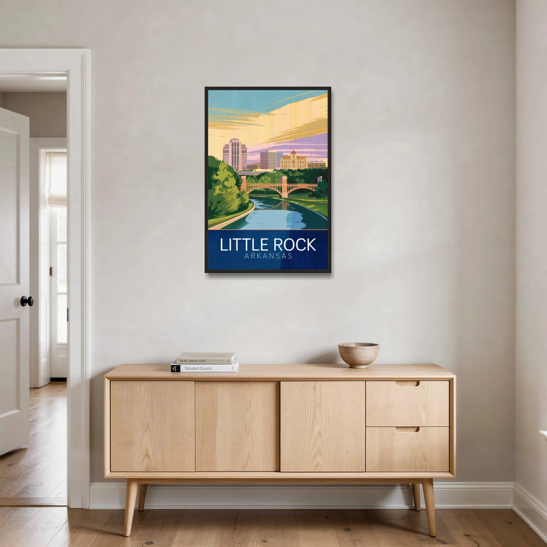 Little Rock Historic Landmarks - Black Framed Canvas Wall Art - Coffee Table - 24x36