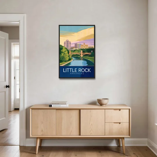 Little Rock Historic Landmarks - Black Framed Canvas Wall Art - Coffee Table - 24x36